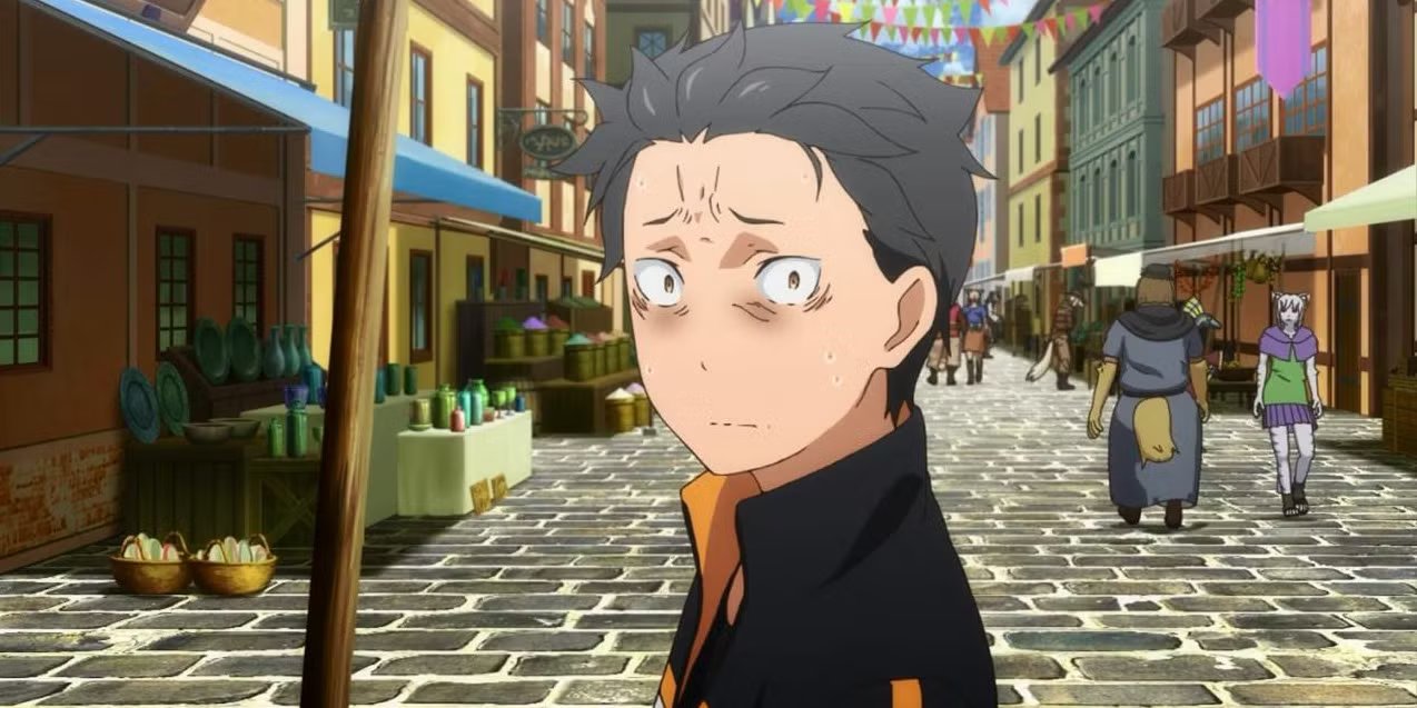 Re Zero anime showing Subaru Natsuki suffering repeated deaths and mental breakdown