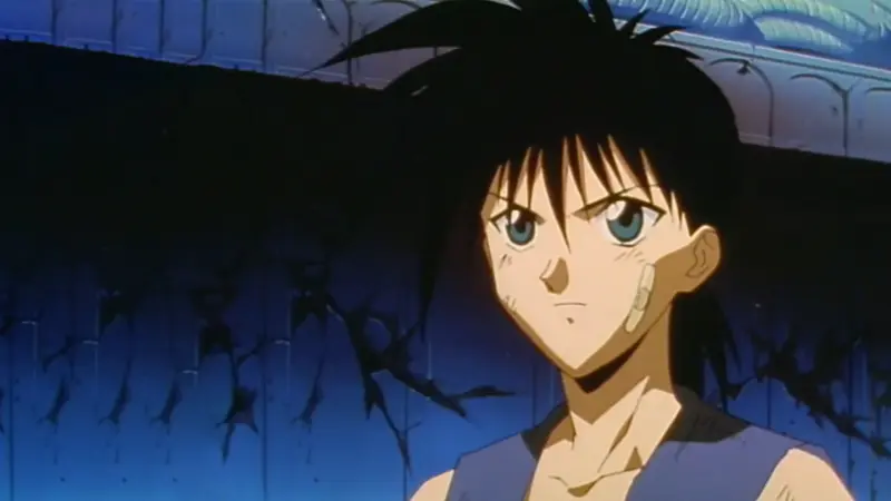 Flame of Recca protagonist Recca Hanabishi showing a determined expression before his Urba Tournament match.