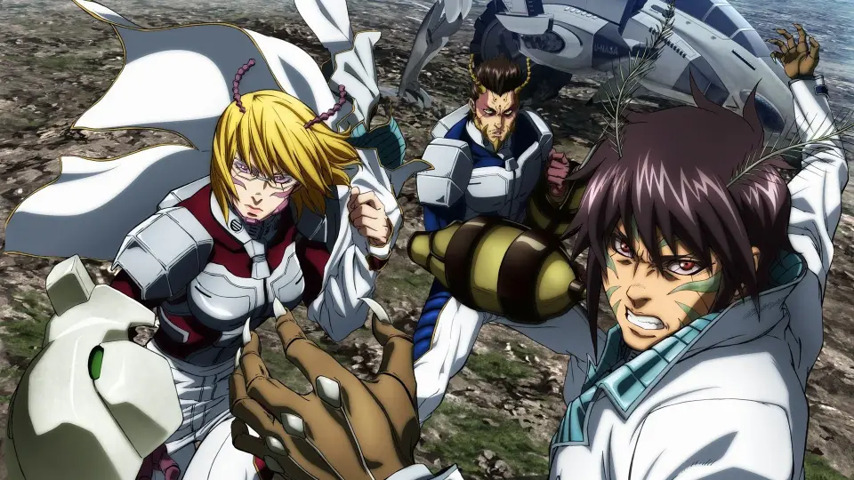 Akari Hizamaru and Michelle K. Davis fighting in their mutated forms in Terra Formars