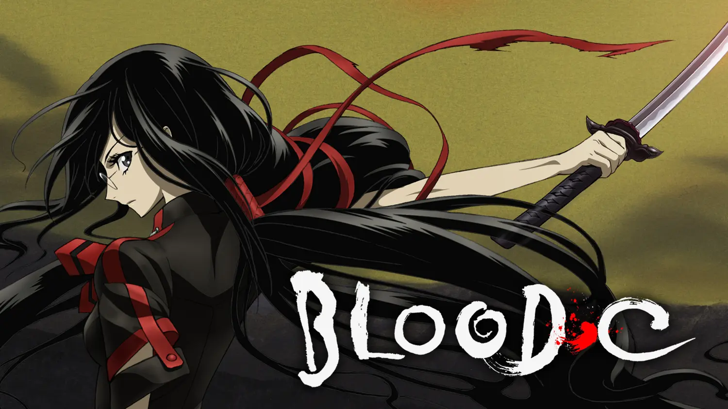 Saya Kisaragi lunging forward with her katana drawn in Blood-C