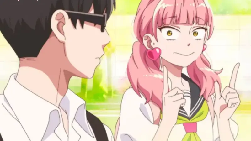 The energetic Suzuki smiles and gestures playfully with her fingers toward a quiet Tani wearing glasses.