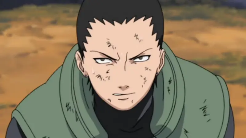 The tactical genius Shikamaru Nara analyzes the battlefield to predict his opponent's next move in the shonen action anime Naruto Shippuden.