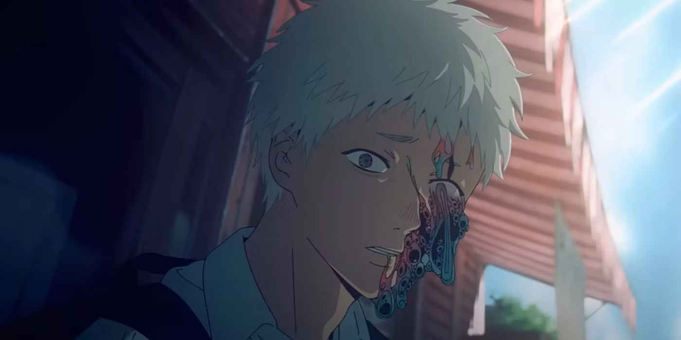 Hikaru experiencing a colorful melting face hallucination in The Summer Hikaru Died