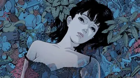 Mima Kirigoe lying exhausted among a massive pile of clutter and electronics in Perfect Blue