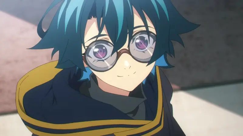 Wistoria: Wand and Sword - Will Serfort wearing round glasses and smiling in a dark cloak, featured in our list of the best magic academy anime.