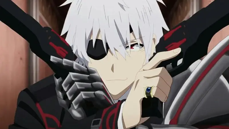 Hajime Nagumo wields his dual guns with an eyepatch in the ruthless sigma anime Arifureta: From Commonplace to World's Strongest.
