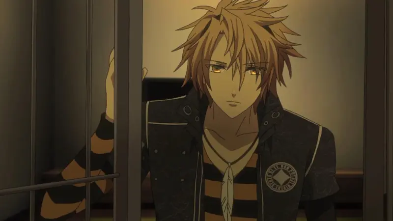 Amnesia character Toma looking intently through the bars of a dark cage.