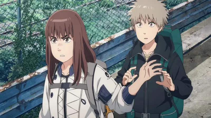 Kiruko and Maru navigate a dangerous ruined cityscape in the post-apocalyptic thriller anime Heavenly Delusion, also known as Tengoku Daimakyo.