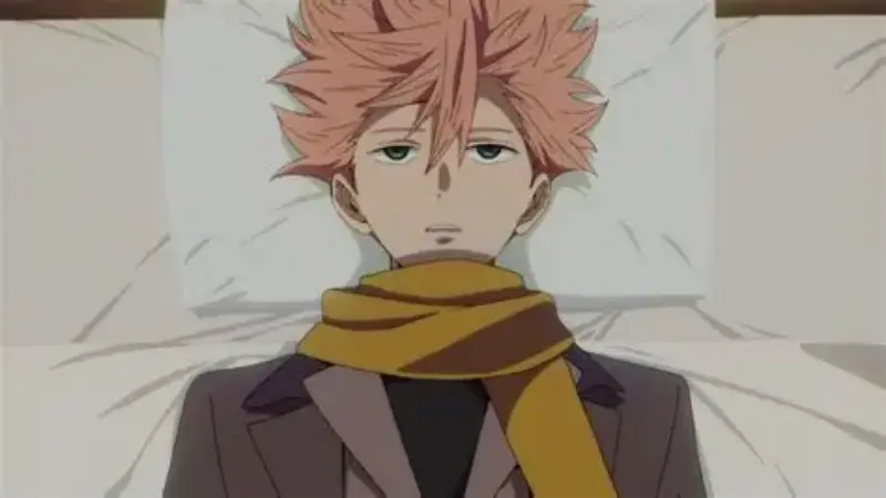 The brilliant detective Sakaido lies awake in bed wearing a scarf in the underrated psychological sci-fi anime ID: Invaded.