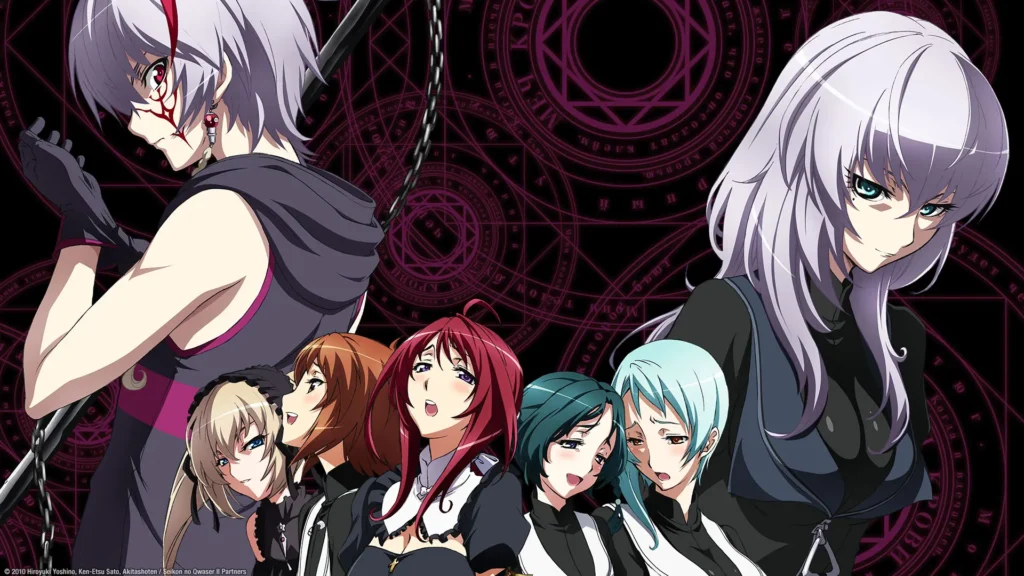 Sasha the Qwaser of Iron and Mafuyu Oribe character art from Seikon no Qwaser anime.