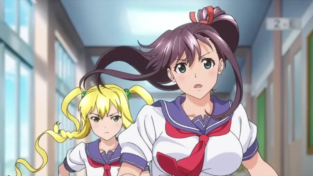 Aki Nijou and Tenbi Academy students in Maken-Ki! Two ecchi action anime scene
