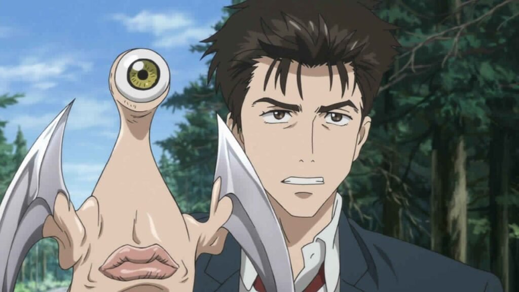 Parasyte anime showing Shinichi Izumi losing his humanity and emotional detachment