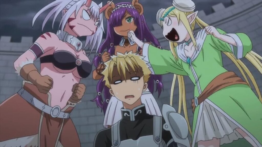 Peter Grill surrounded by high elves and ogre sisters in Peter Grill and the Philosopher's Time